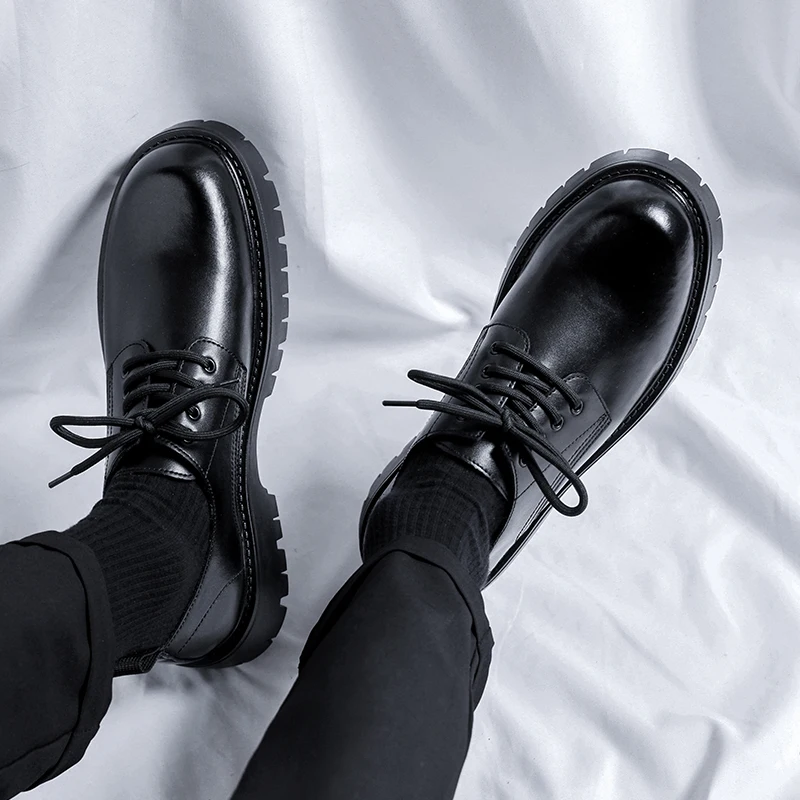 Туфли дерби мужские классические толстая подошва модная деловая Повседневная