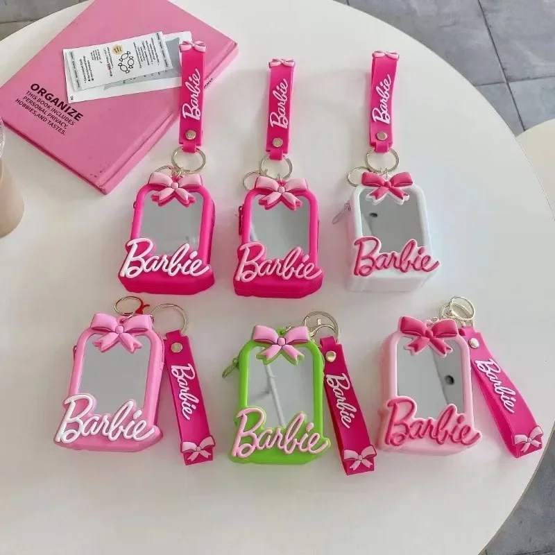 

Кавайное розовое зеркало для макияжа Барби, милый аниме лук, модная женская сумка для удостоверения личности, подарок для девушки, оптовая продажа