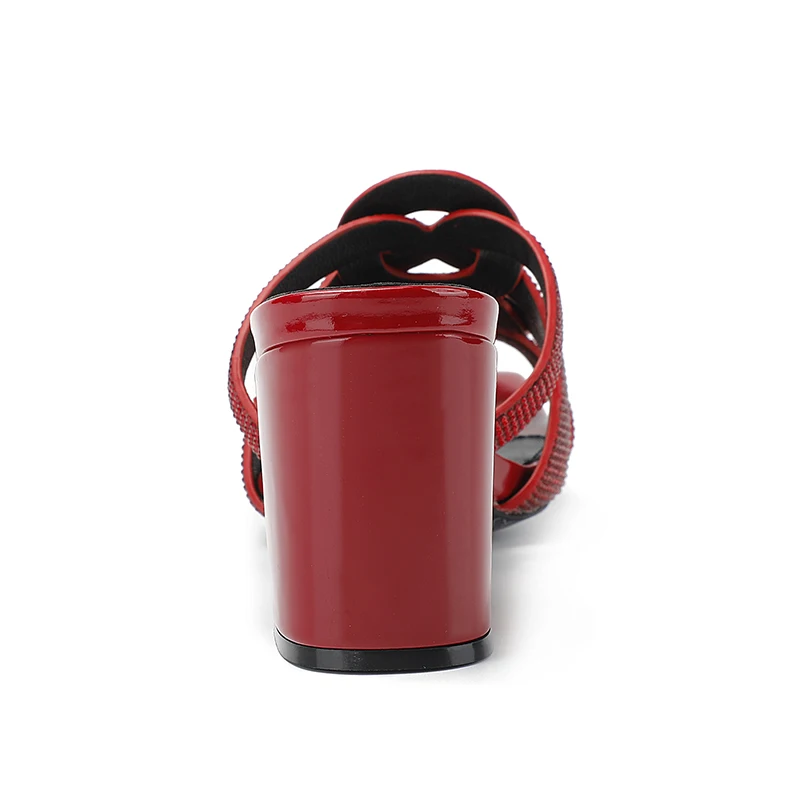 2023 Brand Women's High Heels Luxury Rhinestone High Heels Women's Summer Slippers Thick Heels Elegant Women's Shoes Large