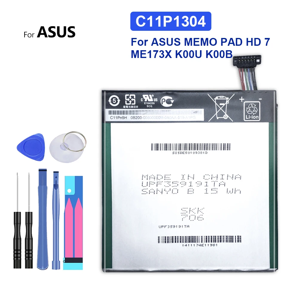 

New C11P1304 Replacement Battery For ASUS MEMO PAD HD 7 ME173X K00U K00B HD7 Bateria 3950mAh Tracking Number + Tools