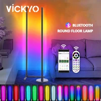VICKYO Bluetooth LED Floor Night Light RGB Bedroom Bedside Turn Corner Floor Lamp Remote Bluetooth APP Living Room Ambient Light