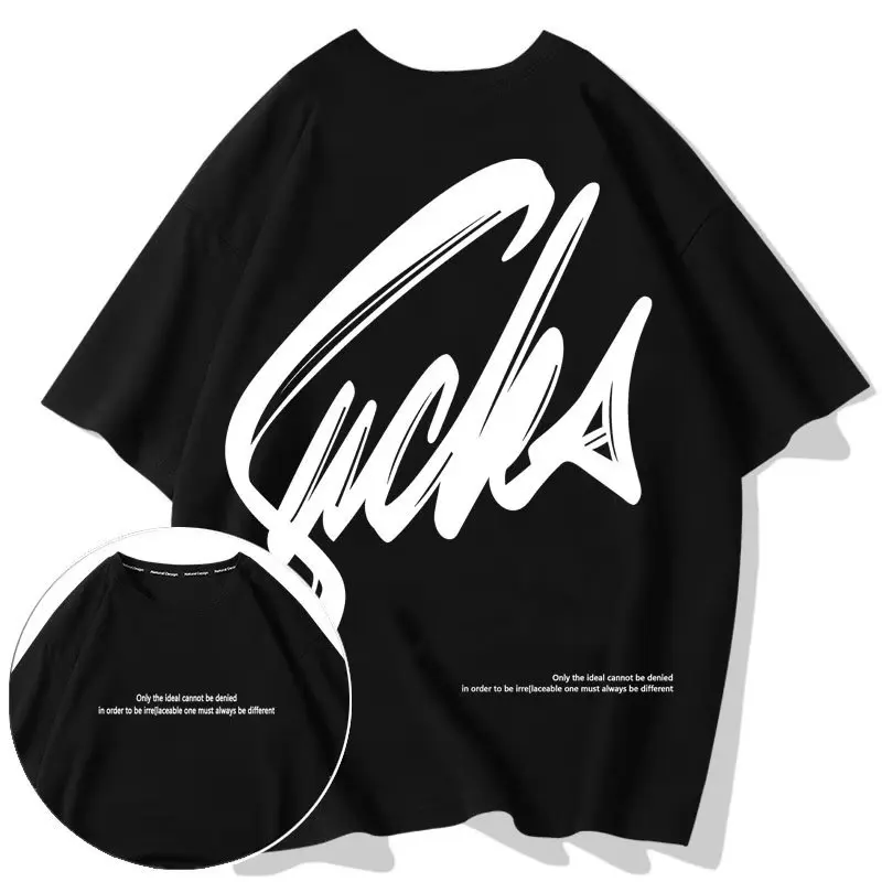 

Graphic 100% cotton Men's T-Shirt Summer Casual Harajuku Top Street Hip-hop Loose Short-sleeved Tee O Neck Men Clothing