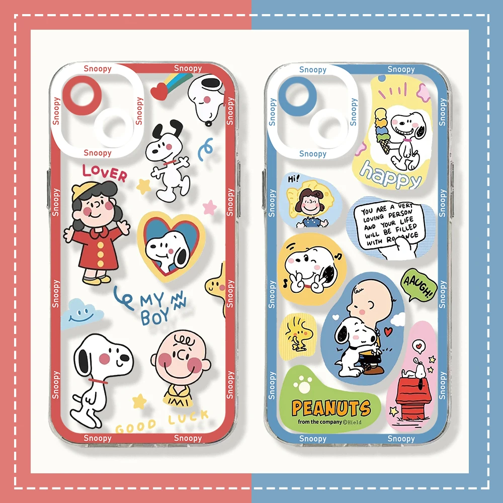 

Cartoon Snoopies Phone Case For iPhone 14 13 12 Mini 11 Pro Max X XR XS 7 8 SE 2020 Plus Soft Silicone Transparent Cover Funda