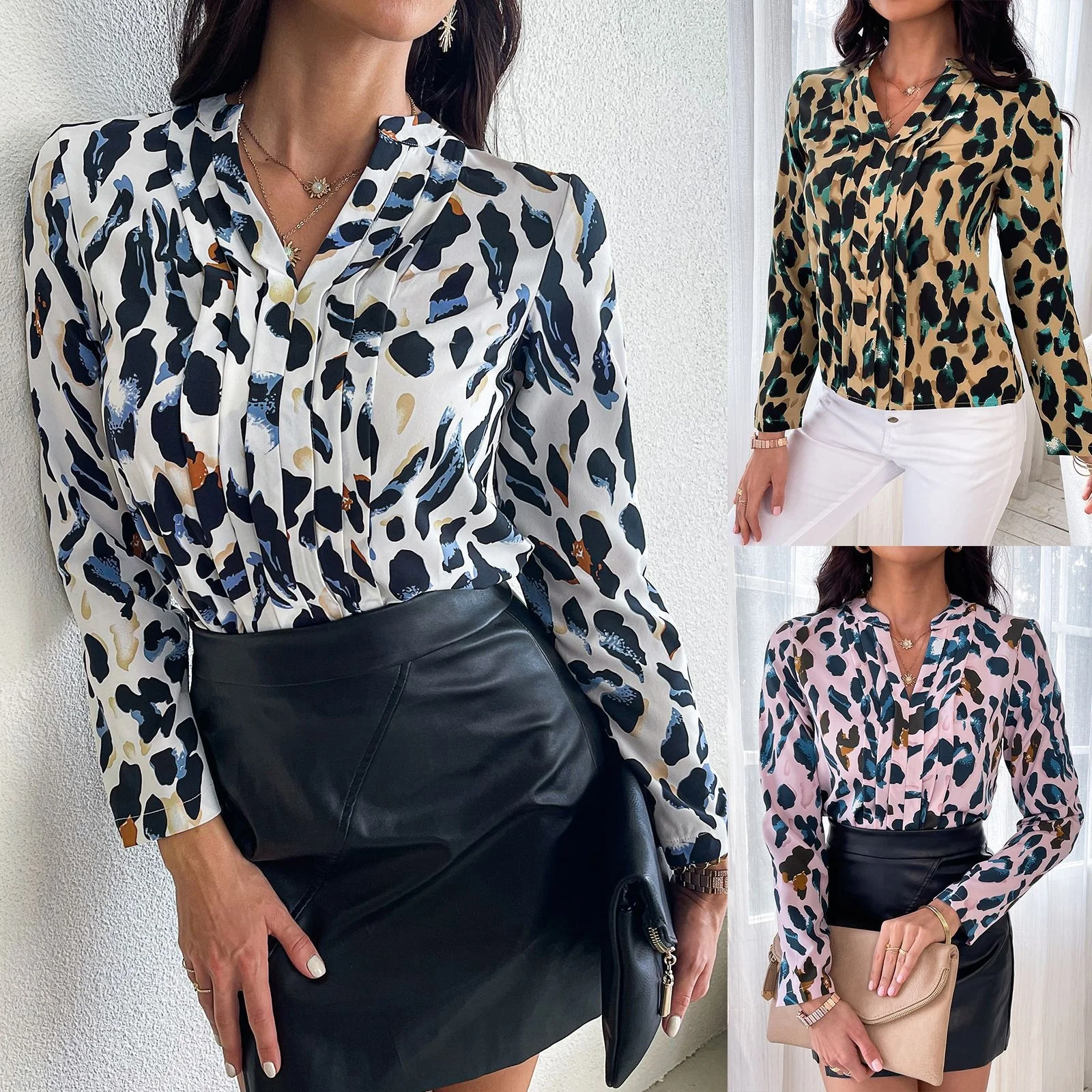 2022 professional printed Leopard Dress Shirt