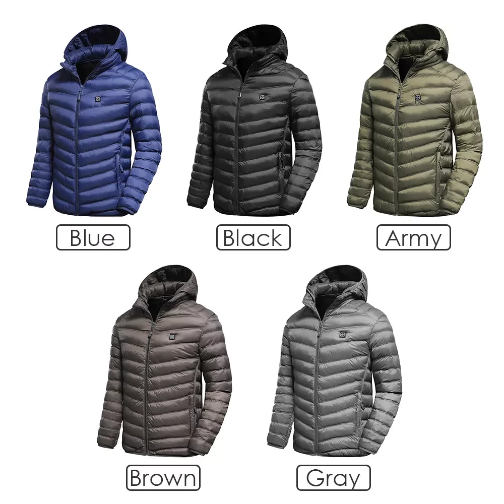 NEW 2022 Winter New Warm USB Heating Fleece Jackets Parkas Smart Thermostat Detachable Hooded Heated Waterproof Jacket Clothing