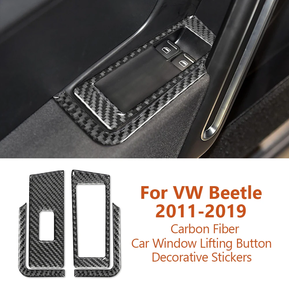 

For Volkswagen VW Beetle 2011-2019 Carbon Fiber Car Window Lifting Button Panel Decorative Stickers Auto Interior Accesorios