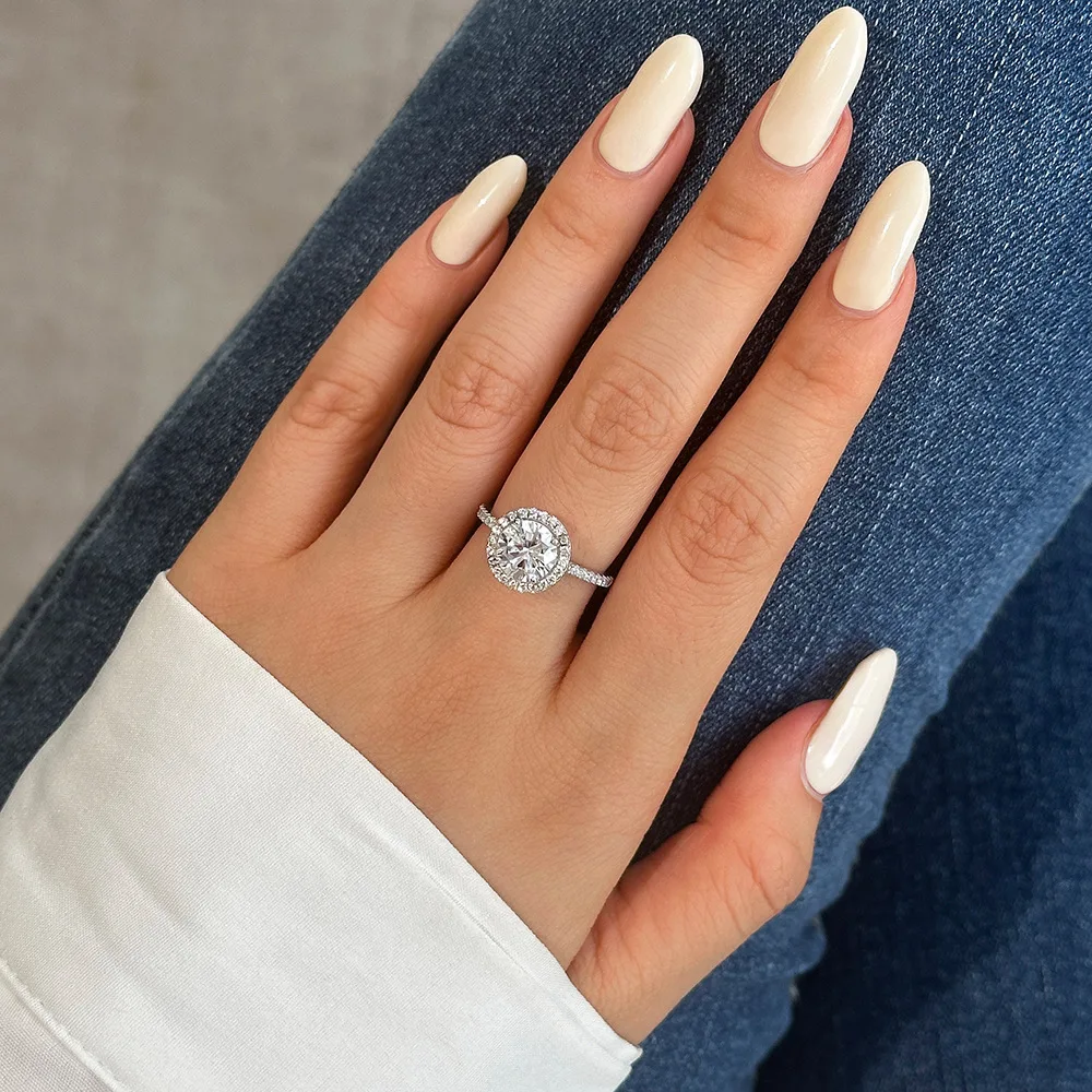 Фото Кольцо с бриллиантом Solitaire Lab, 100% настоящее серебро 925 пробы, вечерние обручальные кольца для женщин и мужчин, обручальные украшения №5