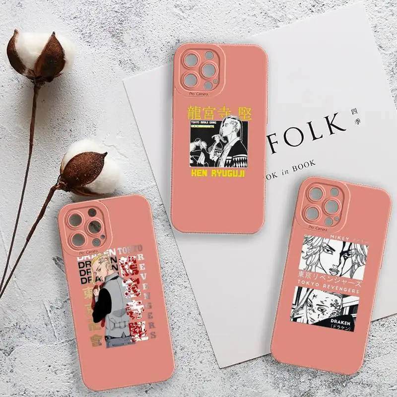 

Japan anime draken tokyo revengers Phone Case For iPhone 13 12 11 Pro MAX Mini X XS XR 7 8 Plus Camera Lens Liquid Silicone