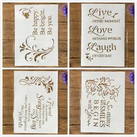 4pcsset a4 29cm love song happy words diy layering stencils painting scrapbook coloring embossing album decorative template