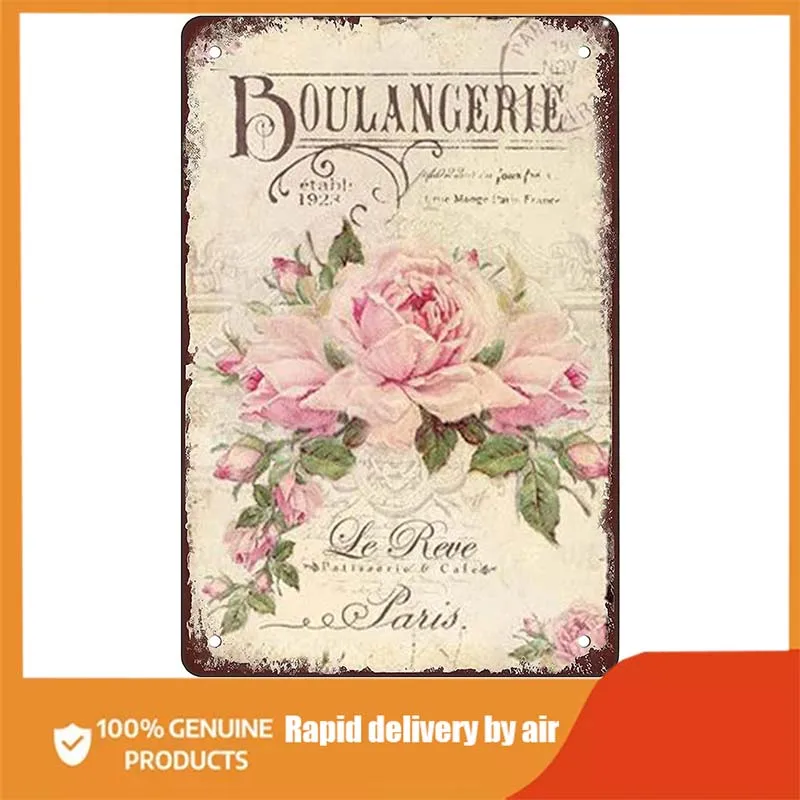 

Rosefinch Stone Lavender Rose Metal Sign Flowers and Plants Potted tin Poster Funny Metal Sign Home Decor Decoration for Garage