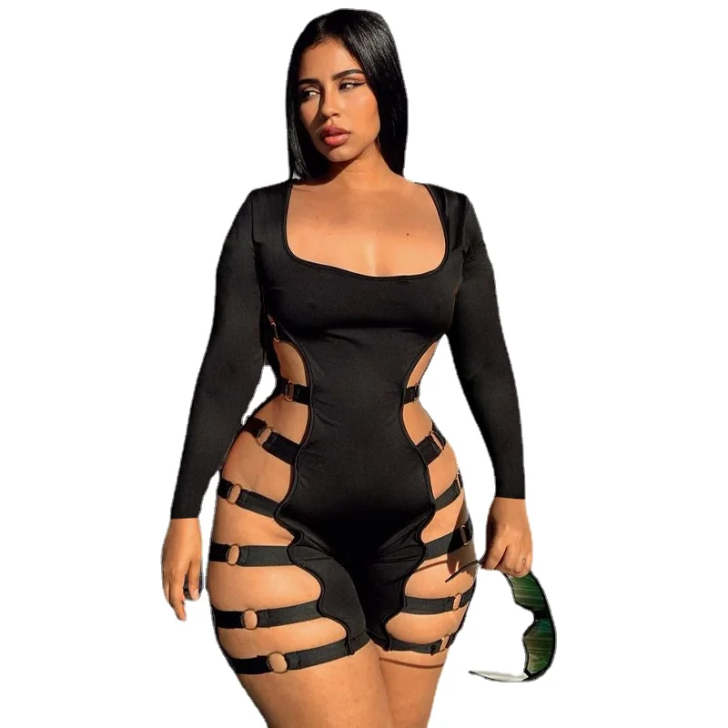 

Женский комбинезон с длинным рукавом и U-образным вырезом