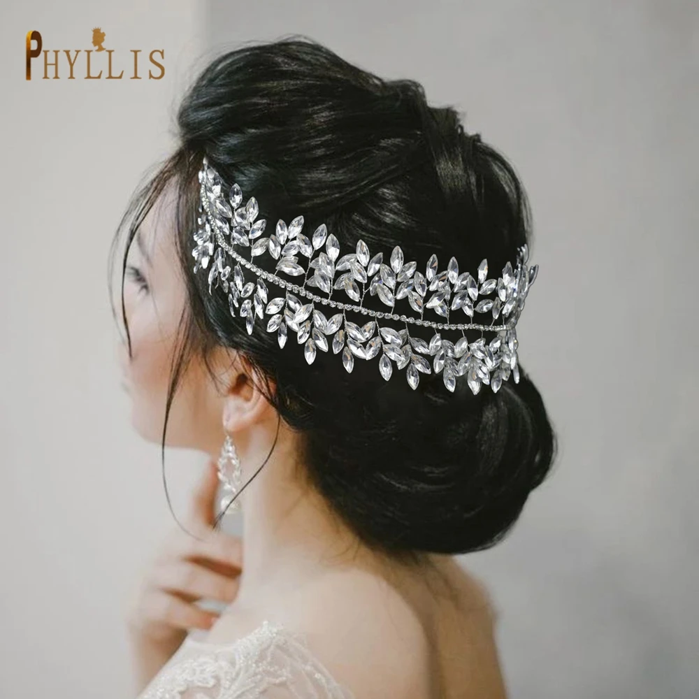 

A498 Bridal Flower Headband Prom Tiara Crystal Wedding Headdress Rhinestones Tiaras and Crowns Silver Wedding Hair Accessories