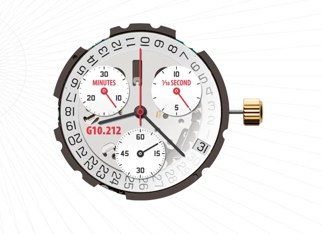 Original Steel 4 Jewels G10.212 G10212 Quartz Watch Movement Date at 4 Three-eye Single White Date Repair Parts Replace enlarge