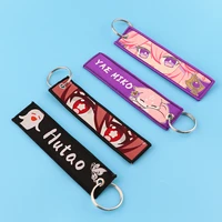 genshin impact game embroidery key fobs key tag motorcycles cars backpack chaveiro keychain fashion key ring for friends gifts