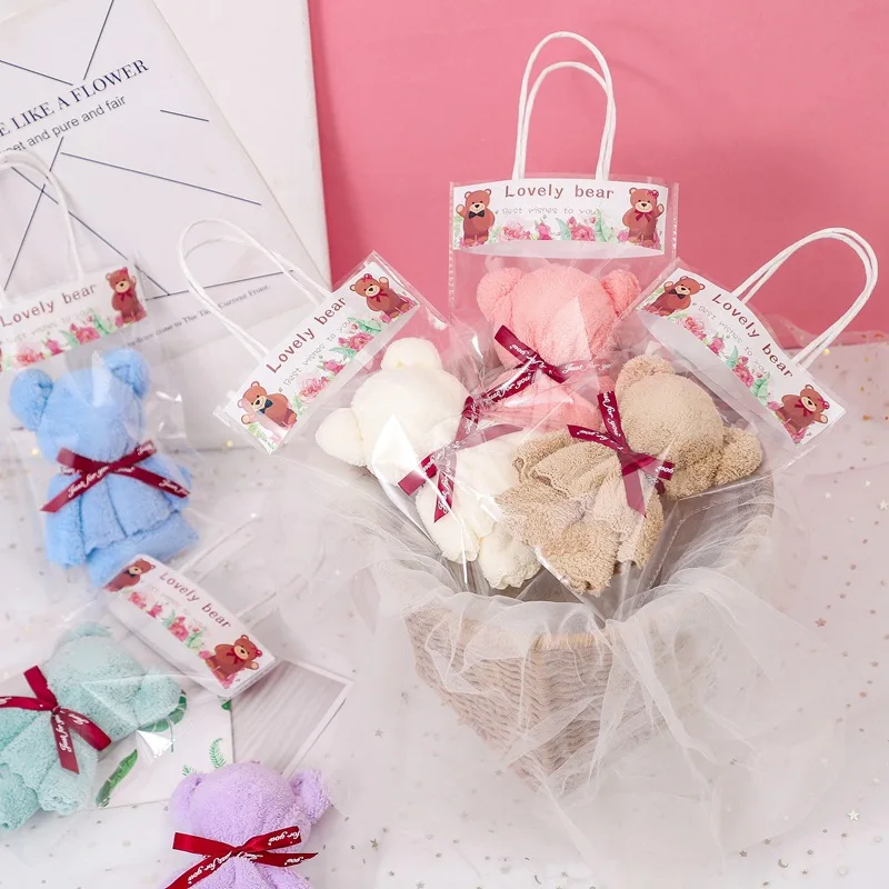 

10pcs Valentines Day Gift for Girlfriend Bear Towel Gifts Baby Souvenirs Party Favors Wedding Gifts for Guests Bridesmaid Gifts