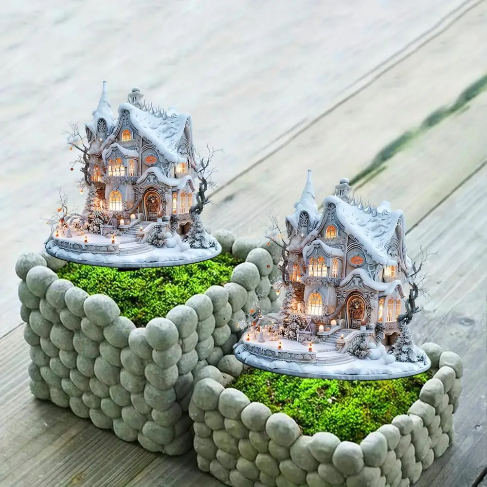 Snowy House Stake 2D плоский акриловый плантатор вставка украшение праздничный цветочный