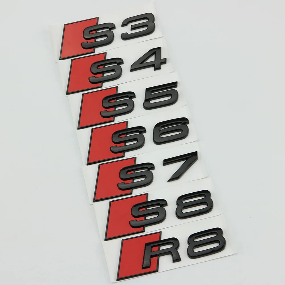 

3D ABS глянцевый черный S логотип автомобиля задний багажник эмблема значок наклейка для Audi S3 S4 S5 S6 S7 S8 наклейка Accrssorie