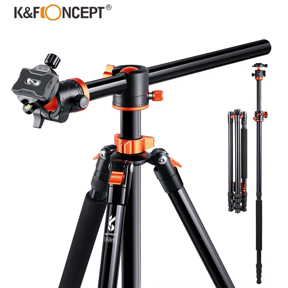 

K&F Concept 94''/240cm Aluminium Camera Tripod Detachable Monopod Transverse Center Column With 360°Panoramic Shooting Ball Head