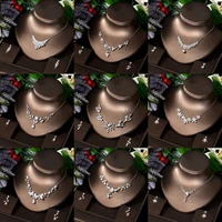 hibride classic 2pcs aaa cubic zircon jewellery set bridal crystal necklace earring sets for women wedding party jewelry n 1261