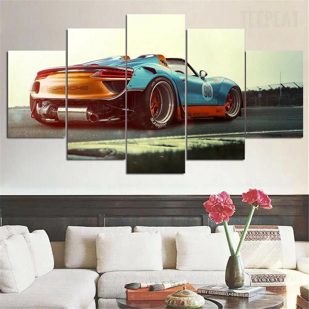 Спортивный Дрифт автомобиль 5 панелей Печать на холсте настенный художественный