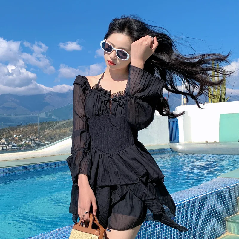 

Fashion Solid Women'S Swimsuit One Piece Ruffle Swimwear 2023 Women Sexy Backless Push Up Beachwear Bikinis