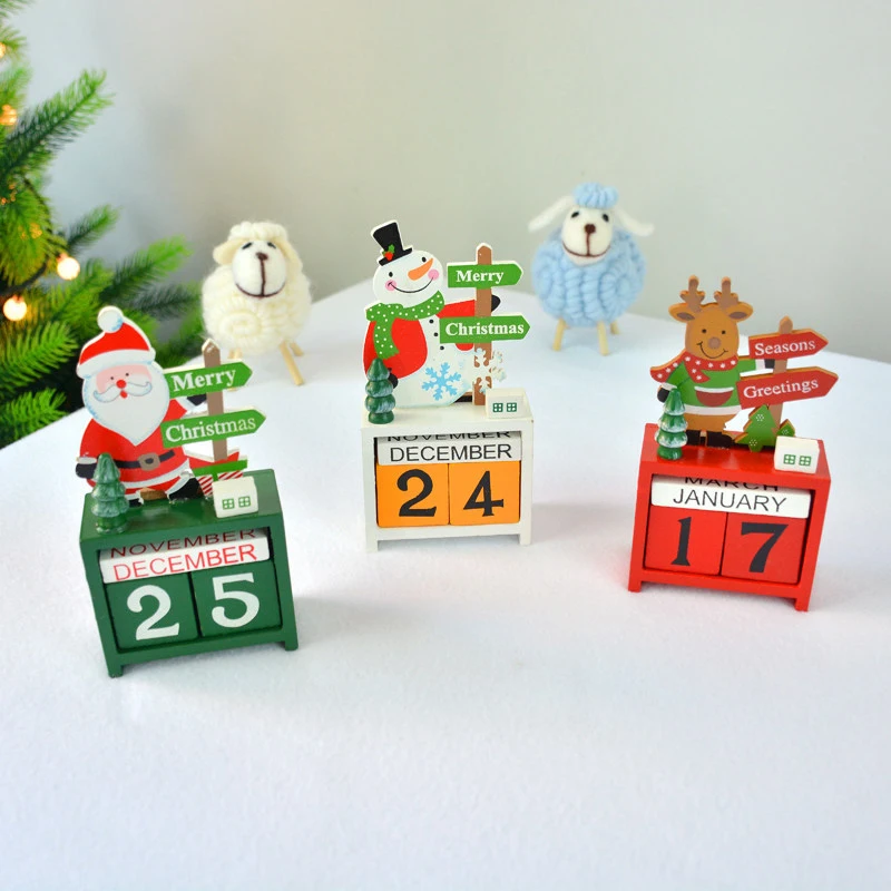 

Рождественский календарь с обратным отсчетом и цифрами, деревянные блоки, настольное украшение для дома и офиса