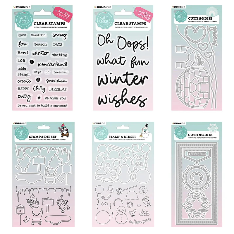 

Slimline Hello Winter Season Fun Snowman Penguin Snowy Metal Cutting Dies Stamps Scrapbooking Photo Album Diy Paper Card Craft