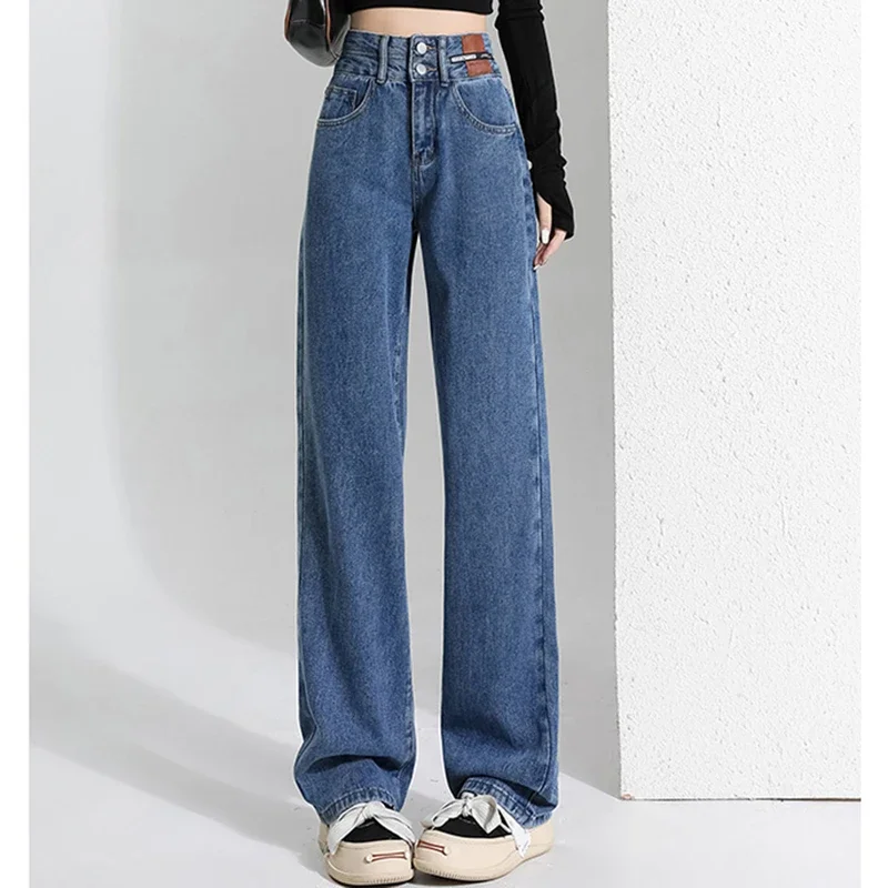 Женские утепленные джинсы с высокой талией женские готические теплые широкие