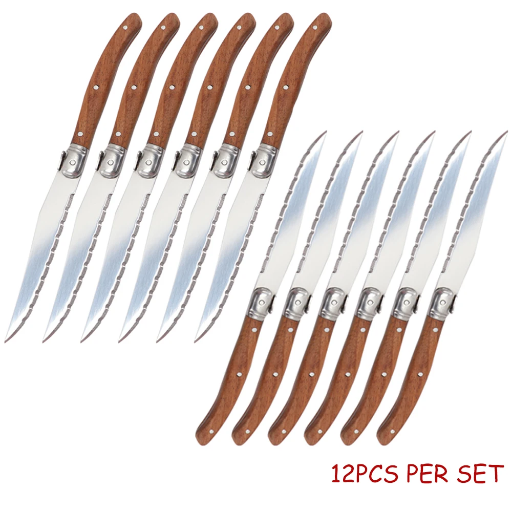Jaswehome ножи для стейка из нержавеющей стали с деревянной ручкой