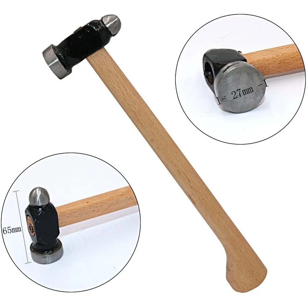 

Multifunction Iron Wooden Handles Round Headhammer Jeweler's Chasing Hammer 25/26/30cm For Jewelry Making Diy Power Reduced Tool