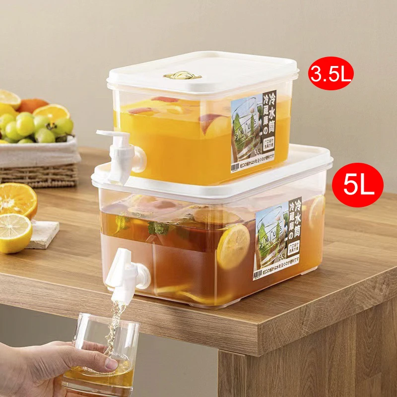 

Container Bucket For Summer Dispenser Lemonade Tap Cold Water Jug Cool With Water Water Kettle Drinkware 5L/3.5L Refrigerator