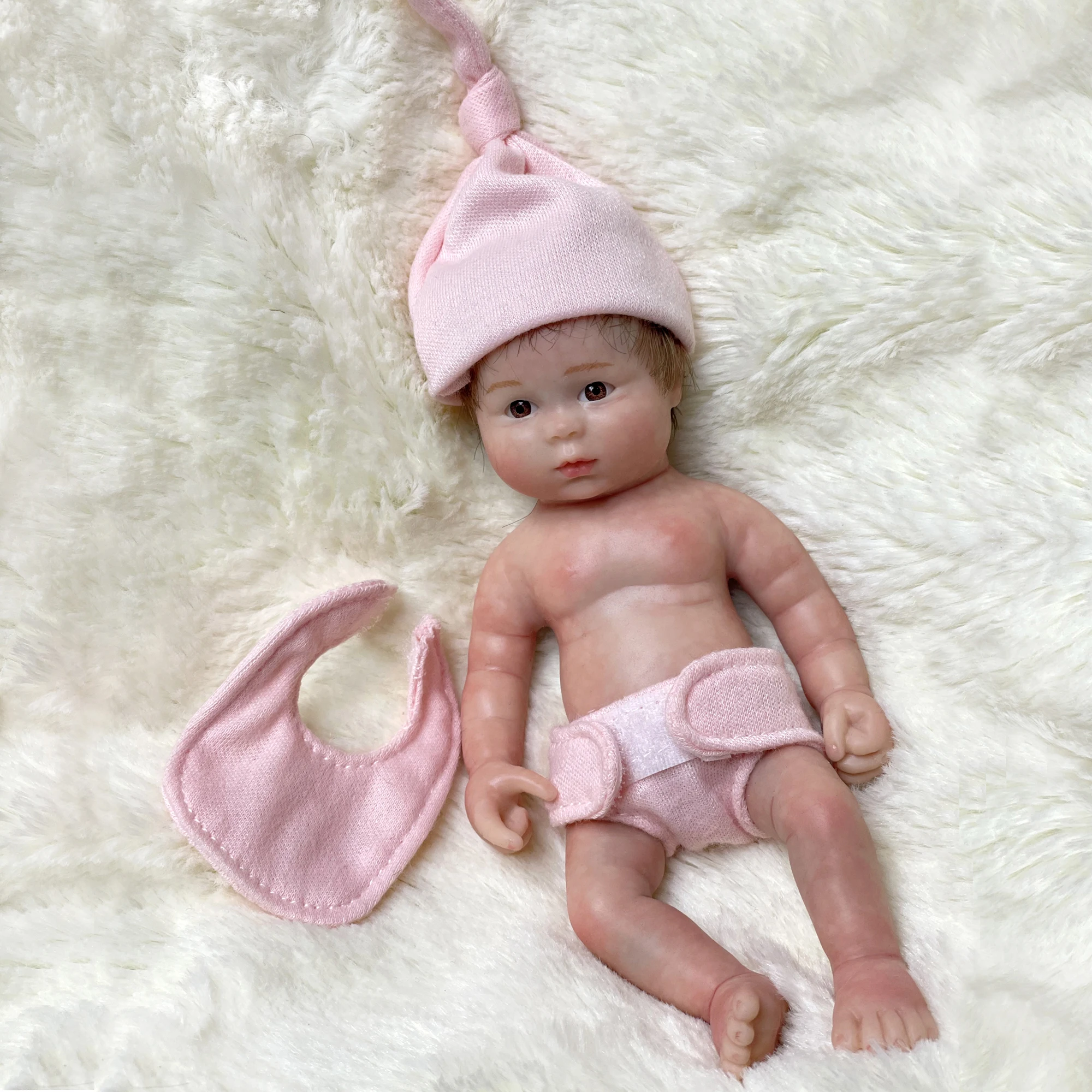 

6'' Miniature Soft Full Silicone Body Mini Palm Reborn Doll Painted Bebe Reborn Boneca Reborn Corpo De Silicone