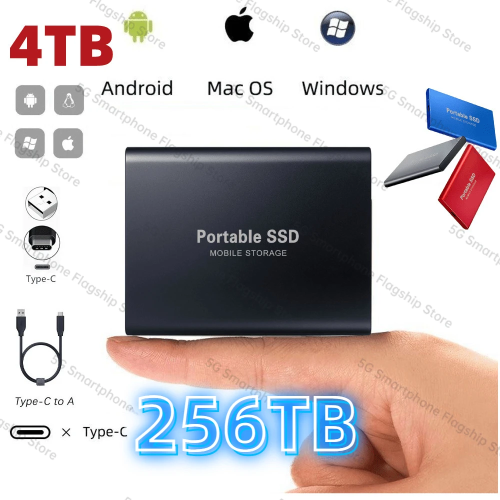 

New Portable 256TB SSD 4TB 16TB External Hard Drive Type-C USB 3.0 High Speed 8TB 32TB External Storage Hard Disks For Laptops