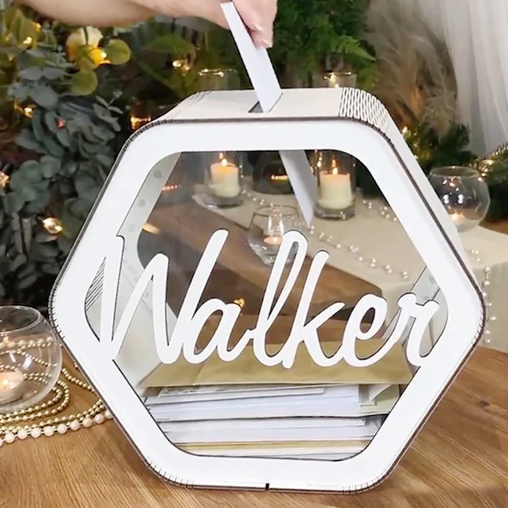 

Personalized Wedding Card Box Decorative Wooden Ornaments Color Optional Card Organizer for Wedding Occasion Card Sorting E2S