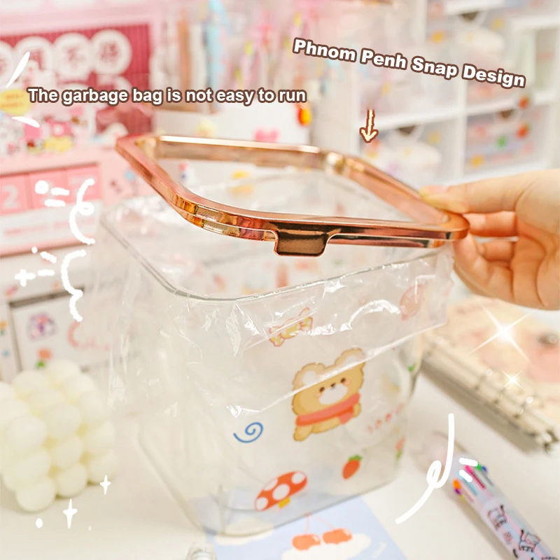 

Light Luxury Student Creative Luxury Trash Can Square Desktop Small Trash Can Home Transparent Bedroom Trash Cans Mini Trash Can