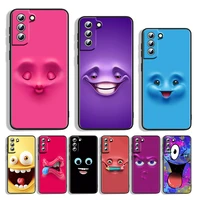 silicone cover 3d funny face for samsung s22 s21 s20 fe ultra s10e s10 s9 s8 s7 s6 edge plus black phone case