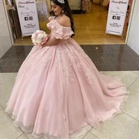 exquiste pink quinceanera dresses ball gown quinceanera dress plus size 2021 beaded lace sweet 15 16 year brithday party gowns