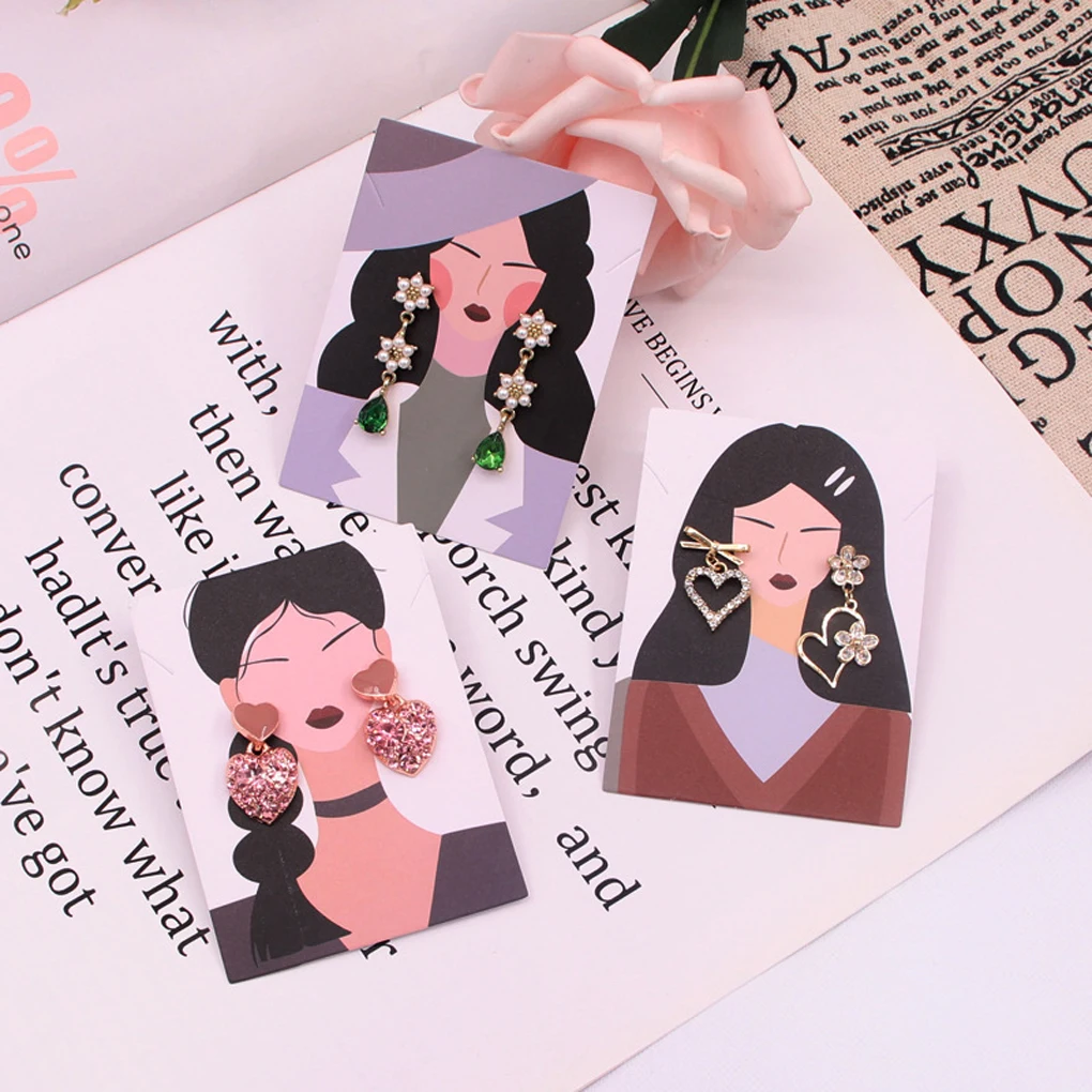 

100 Pieces Jewelry Display Cards Ear Studs Earrings Card Packaging Board Hang Tag DIY Cardboard for Home