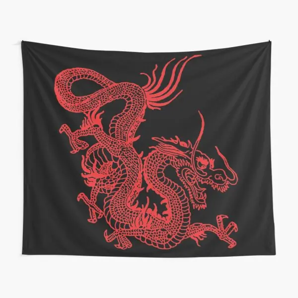 Red Chinese Dragon  Tapestry Blanket Colored Bedroom Art Wall Living Decor Travel Bedspread Decoration Printed Towel Home