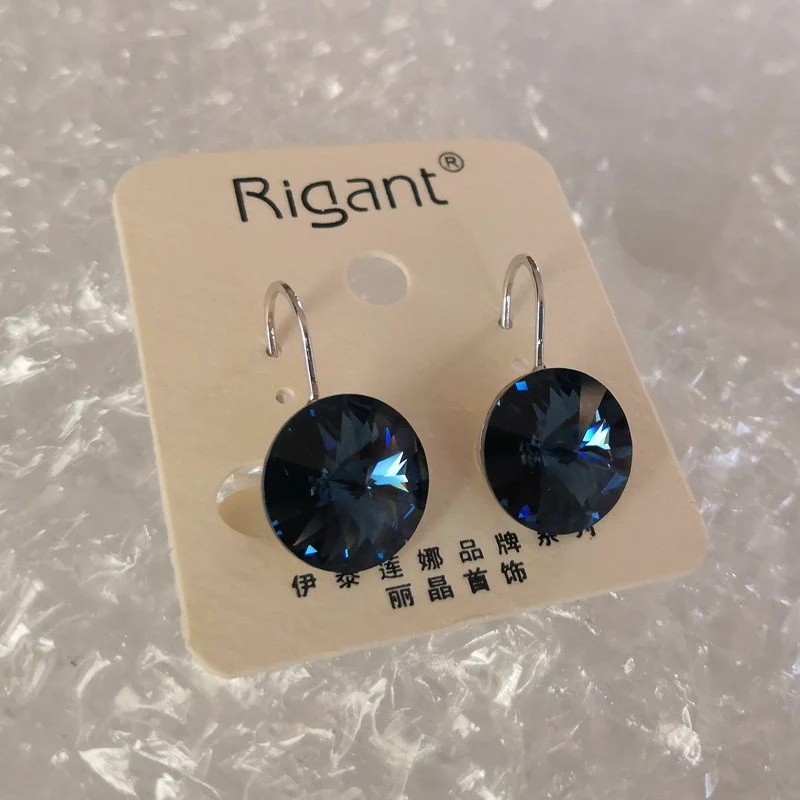 Корейские круглые австрийские хрустальные драгоценные камни модные серьги