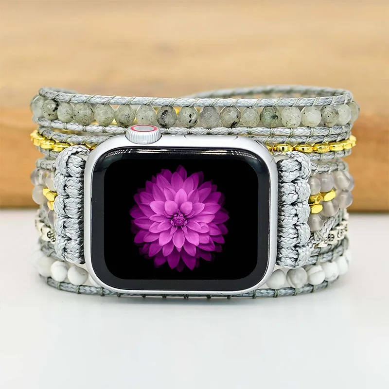 

Bohemia Natural Stone Bead Strap for Apple Watch 8 Band 42MM 38MM Bracelet for IWatch Series 3 5 Se 6 7 Bracelet Women Men