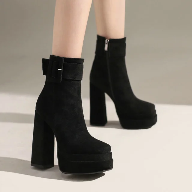 Blue Brown Black Women Ankle Boots 