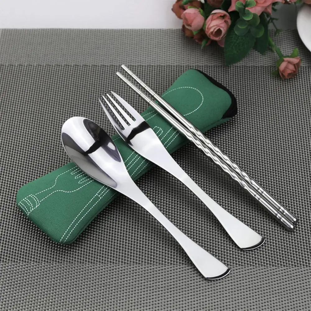 

Portable Tableware Zipper Bag Outdoor Travel Camping Storage Box Picnic Fork Spoon Knife Pouch Bag Recyclable Cutlery Pouch