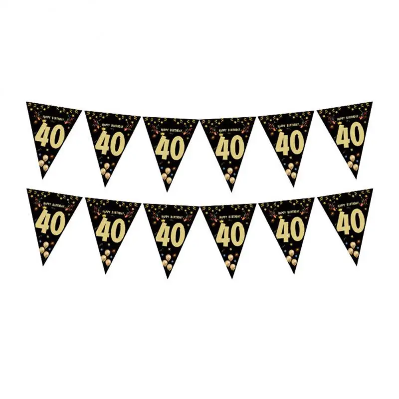 

Hanging Decor Banner Pennant First Birthday Flags Backdrops Decoration Adult Birthday Anniversaire Black Gold Flag Hanging Flags