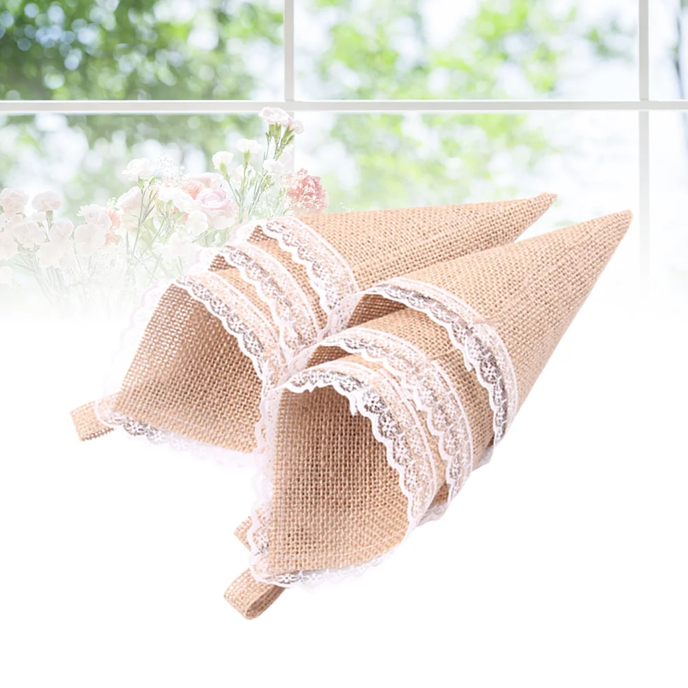 

Wedding Easter Birthday for Organizer Holder Chocolate Flower Candy Cone Confetti 10Pcs Burlap