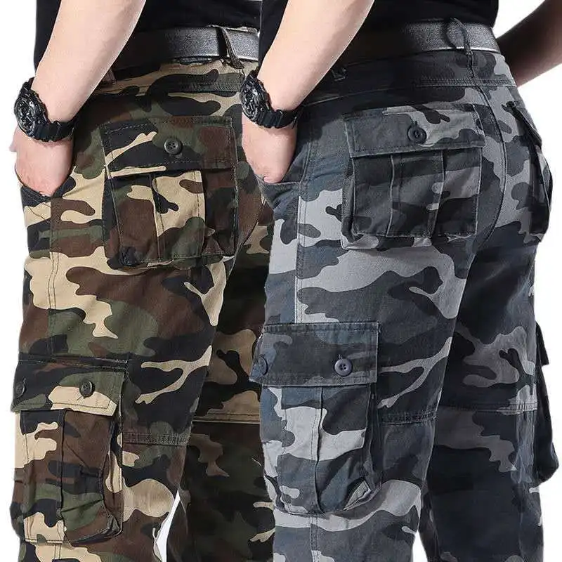 

Брюки-карго мужские прямые камуфляжные, хлопок, много карманов, длинные брюки, Джоггеры в стиле хип-хоп, комбинезоны, военные тактические штаны