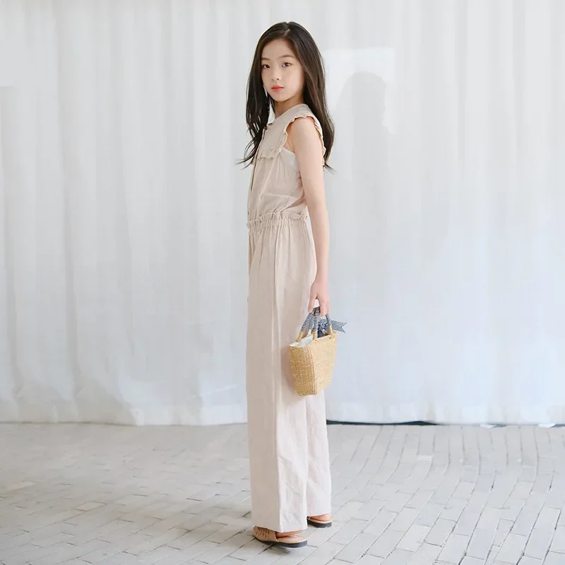 Комбинезоны для девочек летние свободные комбинезоны без рукавов с широкими