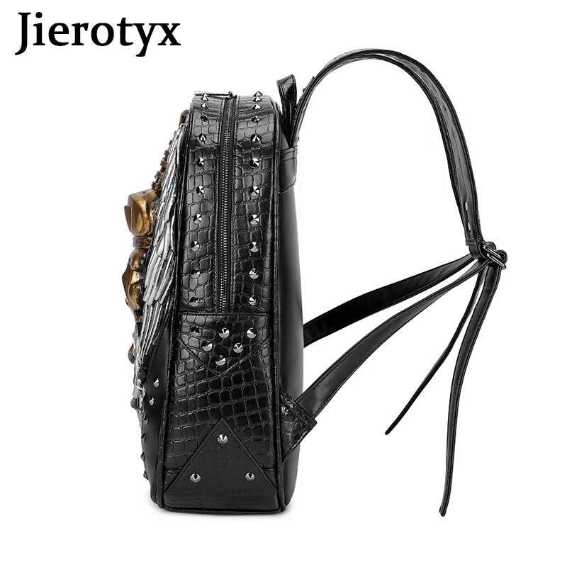 Женский рюкзак с заклепками JIEROTYX вместительный из искусственной кожи