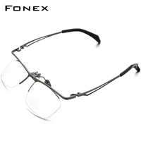 fonex 180%c2%b0 flip titanium glasses frame men 2022 new semi rimless square prescription eyeglasses half optical eyewear f8044