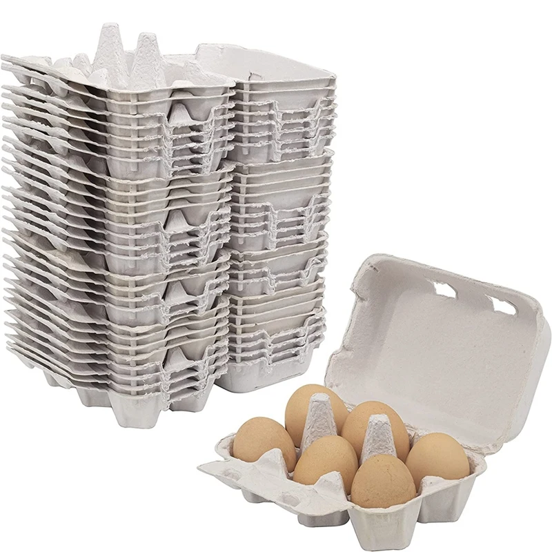 

30 штук бумажных коробок для яиц, контейнер для хранения яиц оптом, включая лоток для яиц, вмещает 6 коробок яиц для куриных яиц, целлюлозы